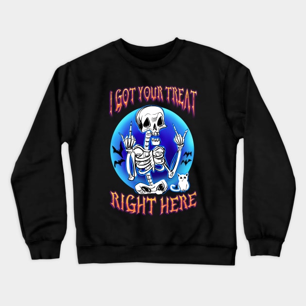 I Got Your Treat Right Here Skelly Crewneck Sweatshirt by Shawnsonart